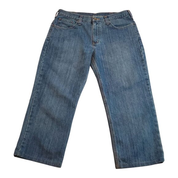 CARHARTT SZ M (12-14) Short Petite Cropped Straight-leg Work Jeans - Picture 1 of 6